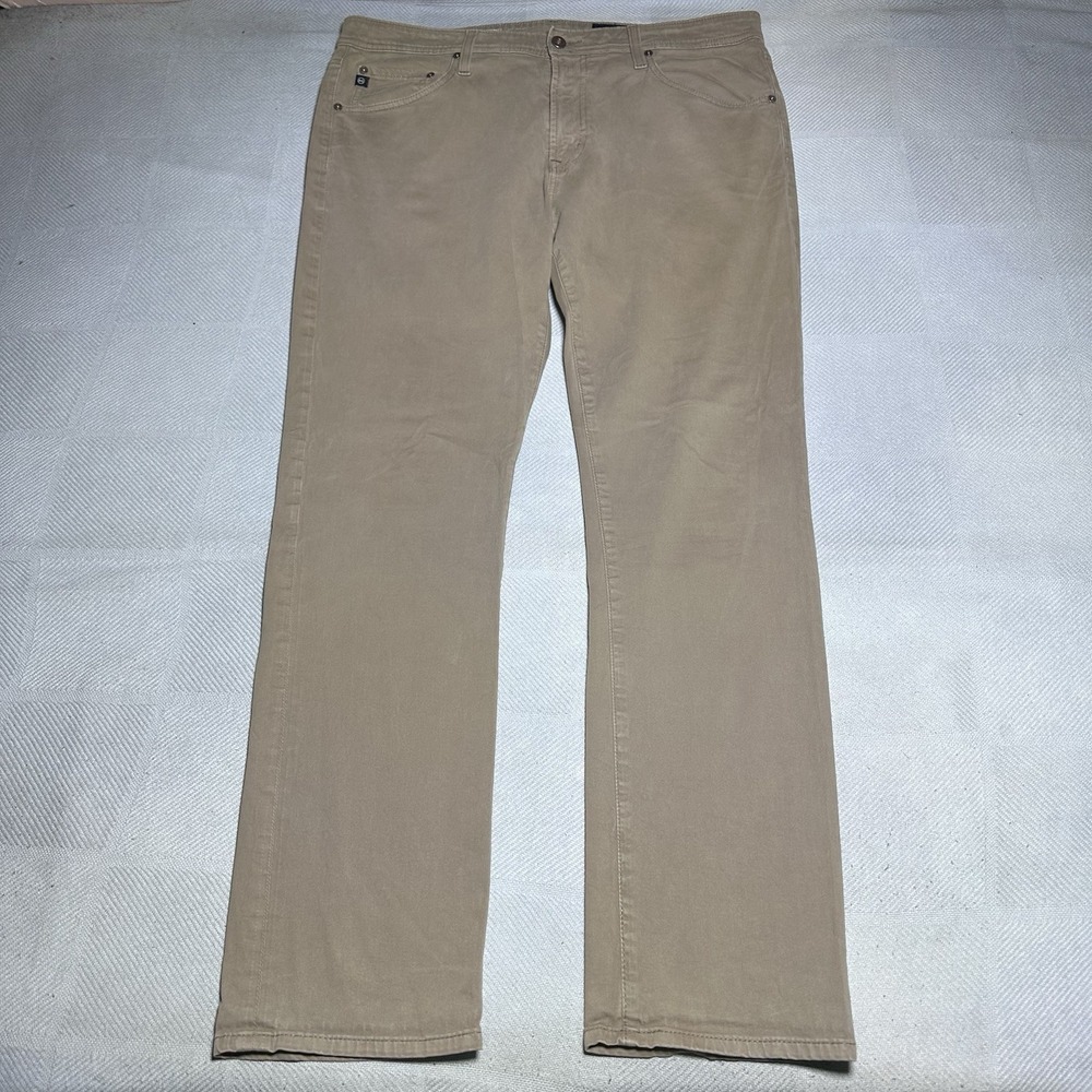 AG Adriano Goldschmied Everett Pants 36x32 Slim Straight Italian Fabric Brown